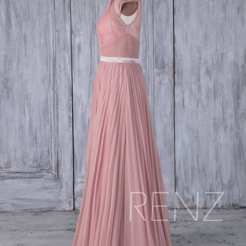 Bridesmaid Dress Dusty Rose Chiffon Wedding Dress - Picture 2 of 4